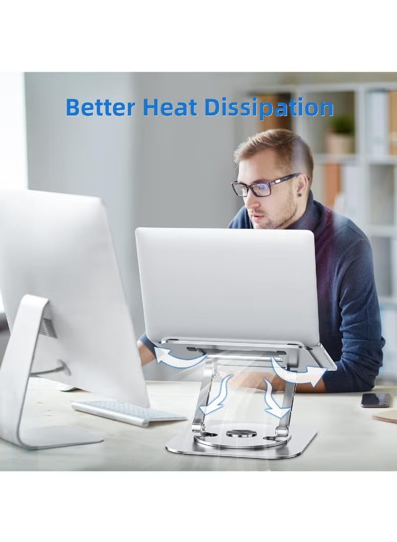 يويو تيك حامل كمبيوتر محمول قابل للتعديل، مصمم هندسيًا، مزود بقاعدة دوارة 360 درجة، قابل للطي، متوافق مع أجهزة MacBook Air وPro وDell XPS وغيرها من أجهزة الكمبيوتر المحمولة من 10 إلى 17 بوصة. - Image 2