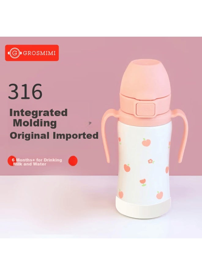 Grosmimi Original Imported Straw Cup Baby Children's Insulated Bottle Nursing Direct Drinking Cup 316 Stainless Steel Pink - Image 1