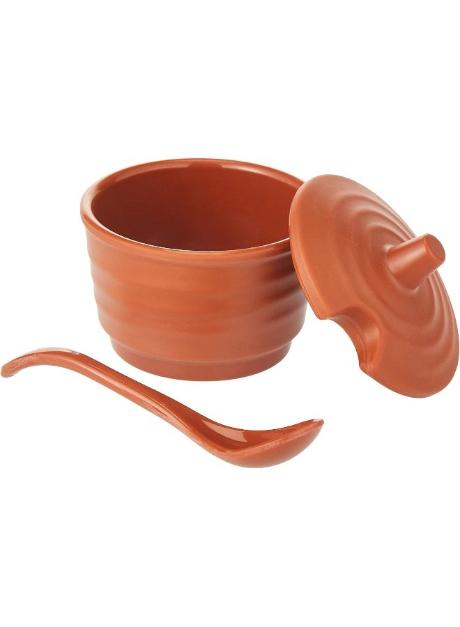 Servewell Melamine Horeca Terracotta Brio Bowl With Lid 7X4.5Cm - Image 2