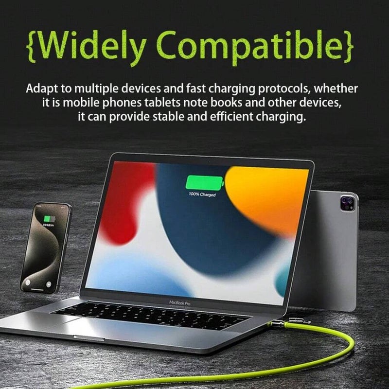 كابل شحن سريع 4 في 1 بقدرة قصوى 240 وات، خط شحن مزدوج الرأس مع منافذ USB‑A/Type‑C/Lightning، متوافق مع iPhone 17 Air/16/15/14 Plus/13/12/11 Pro Max، وسلاسل S25/S24/S23، وغيرها من الأجهزة؛ كابل شحن فائق السرعة بقدرة 240 وات، خط شحن سريع متعدد الوظائف 4 في 1 مزود بمنافذ USB‑A/Type‑C/Lightning، مناسب للأجهزة اللوحية وأجهزة أخرى. - Image 5