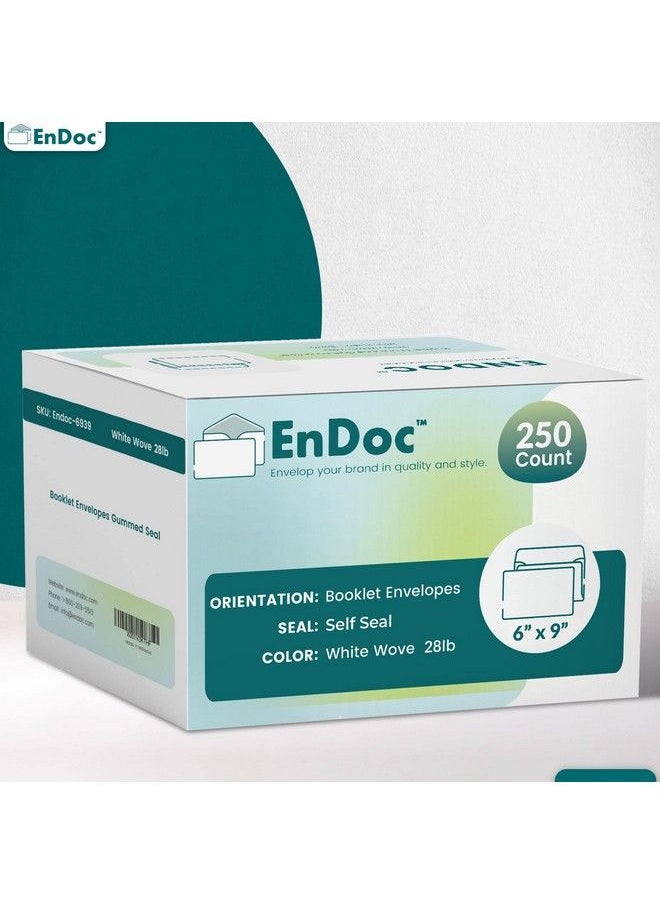EnDoc - 6X9 Envelopes Self Seal 250 Pack Designed For Photography Oversized Weddings School & Office Bulk Pack 28 Lb Open Side Booklet White Envelope. - Image 1