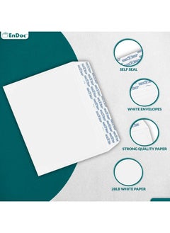 EnDoc 6X9 Envelopes Self Seal 250 Pack Designed For Photography Oversized Weddings School & Office Bulk Pack 28 Lb Open Side Booklet White Envelope.  - Image 4
