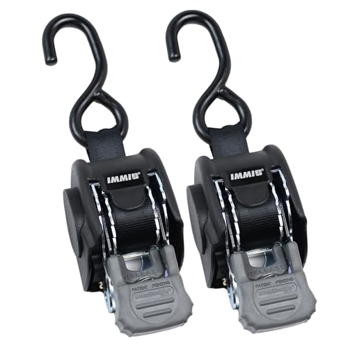 BoatBuckle Mini G3 Retractable Ratchet Straps - (1 x 72-Inch, 1400lbs Break Strength, 2-Pack) Bolt-On Boat Transom Tie Down Straps to Trailer, Fresh Water - Image 1