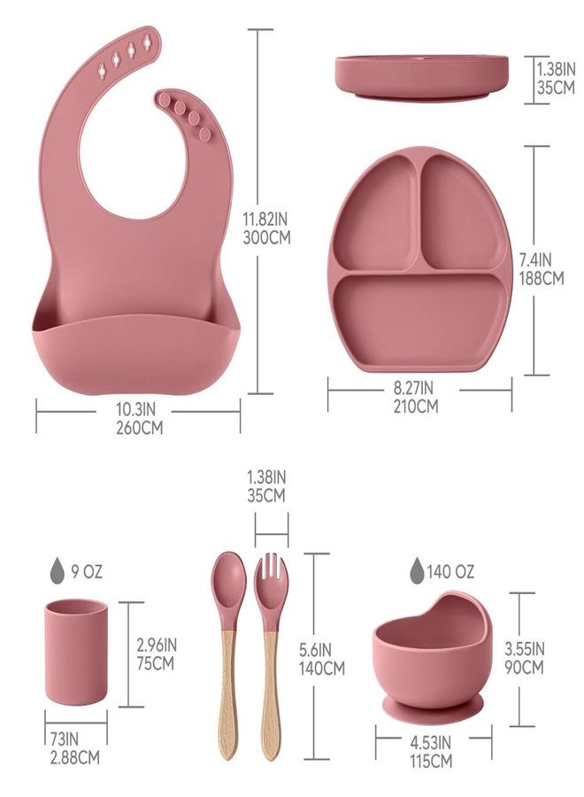 Plenteous 6 Pcs Silicone Baby Feeding Set - BPA Free Suction Bowl, Divided Plate, Bib, Straw Cup, Spoon & Fork - Non-Slip First Feeding Set for Babies & Toddlers (Multicolor) - Image 2
