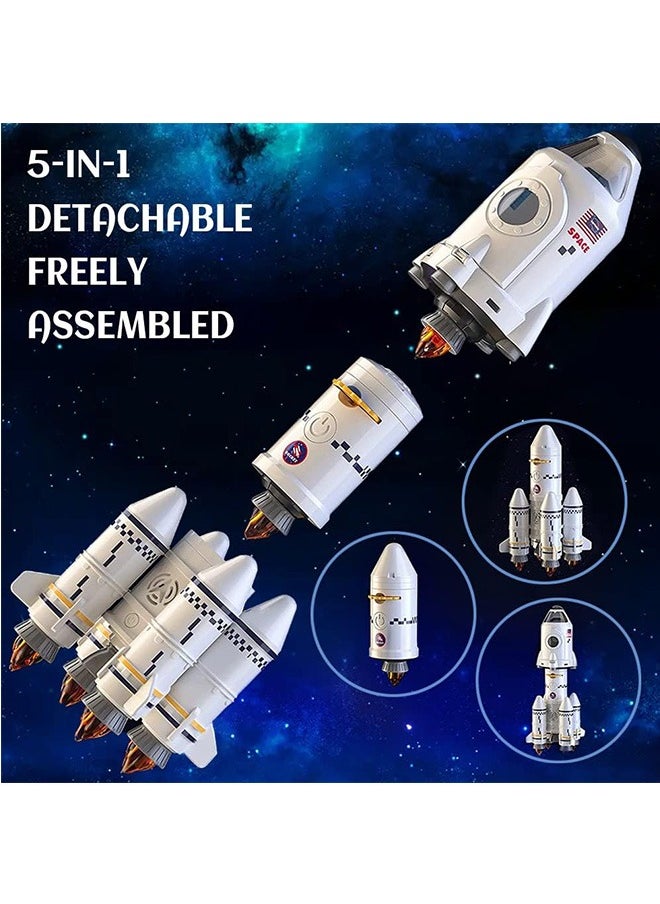 LENND Space Shuttle Rocket Toys for 3 4 5 6 7 8 9 Years Old Kids Science Educational Toys 5-in-1 Aerospace Toys with 2 Astronauts, Projection Lamp, Space Adventure Toys Gift for Boys Girls 3+  - Image 3