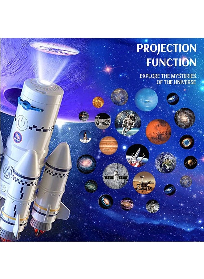 LENND Space Shuttle Rocket Toys for 3 4 5 6 7 8 9 Years Old Kids Science Educational Toys 5-in-1 Aerospace Toys with 2 Astronauts, Projection Lamp, Space Adventure Toys Gift for Boys Girls 3+  - Image 4