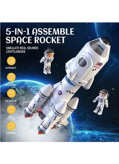 LENND Space Shuttle Rocket Toys for 3 4 5 6 7 8 9 Years Old Kids Science Educational Toys 5-in-1 Aerospace Toys with 2 Astronauts, Projection Lamp, Space Adventure Toys Gift for Boys Girls 3+  - Image 2