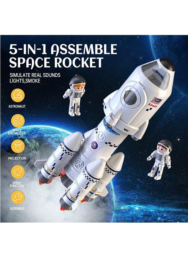LENND Space Shuttle Rocket Toys for 3 4 5 6 7 8 9 Years Old Kids Science Educational Toys 5-in-1 Aerospace Toys with 2 Astronauts, Projection Lamp, Space Adventure Toys Gift for Boys Girls 3+  - Image 2