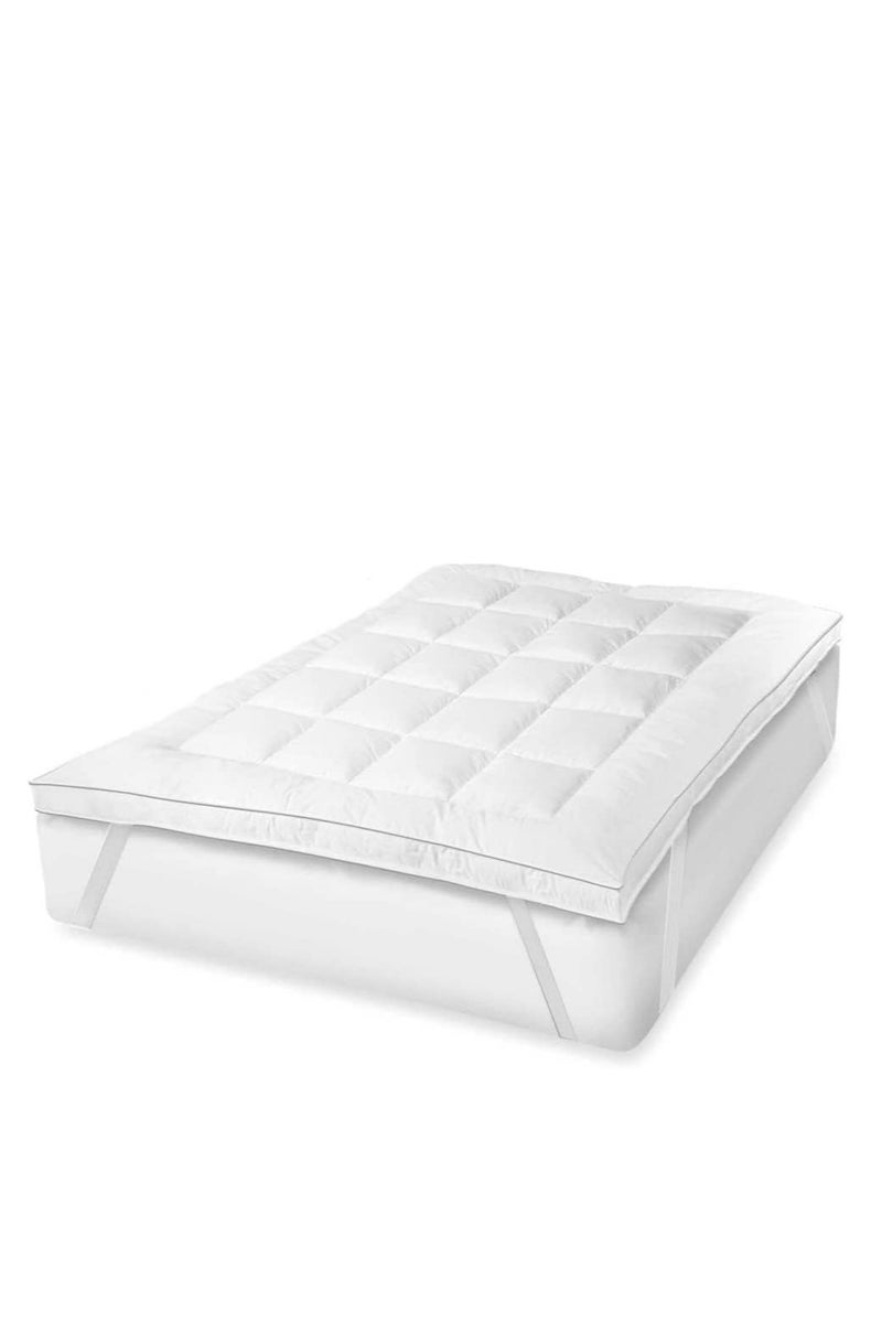 Pioneer Home Super Soft Fabric Mattress Topper Hotel Luxury Fluffy Soft Comfortable Breathable 600 GSM Extra Thick Bed Topper With Elastic Bands White - Image 3