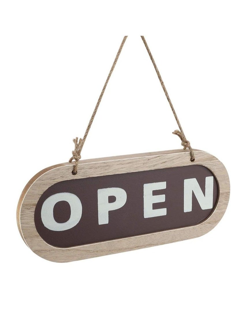 Open/Closed Sign, Open Signs for Business, Wooden Shop Door Sign Double, Suitable for Stores, Restaurants Offices Retail Shops (Grey, Brown) - Image 1