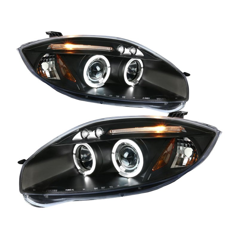 Autozensation Compatible with 20062012 Mitsubishi Eclipse Left Right Pair Headlamps Assembly LED Black Projector Headlights