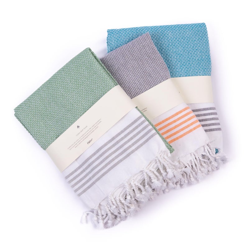 HABER Premium Light Weight 100% Cotton Bath Towel with Unique Micro Waffle Texture for Active Feel, Quick Absorption and Faster Drying Towel (Pack of 3, Mixed Colours), Assorted - Image 5