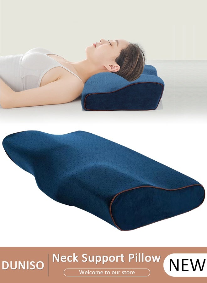 DUNISO Super Comfort Ergonomic Pillow for Neck Head and Shoulder Pain Relief Contour Support Pillows for Bed Sleeping Orthopedic Cervical Spine Stretch Pillow for Side Back Stomach Sleeper - Image 1