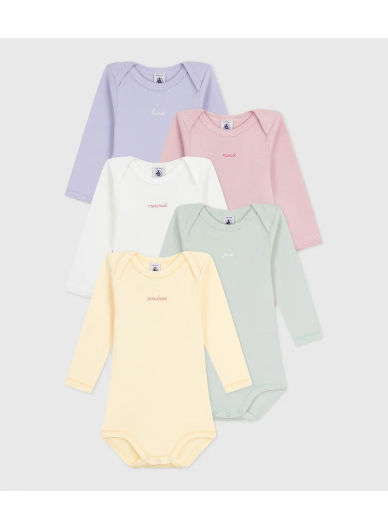 Petit Bateau Pack of long-sleeved days of the week cotton bodies for babies