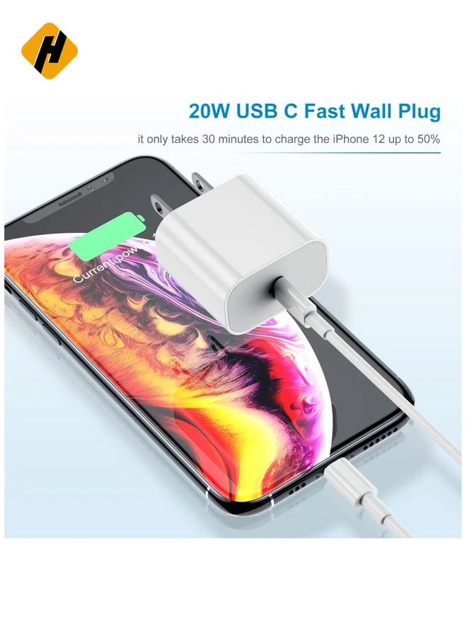 HuHa - iPhone Charger Fast Charging 6ft Cord【Apple MFi Certified】 USB C to Lightning Cable with 20W Fast Charger Block for iPhone 14 Pro Max/13 Plus/12 Mini/11/iPad Pro/Air(2-Pack) - Image 1