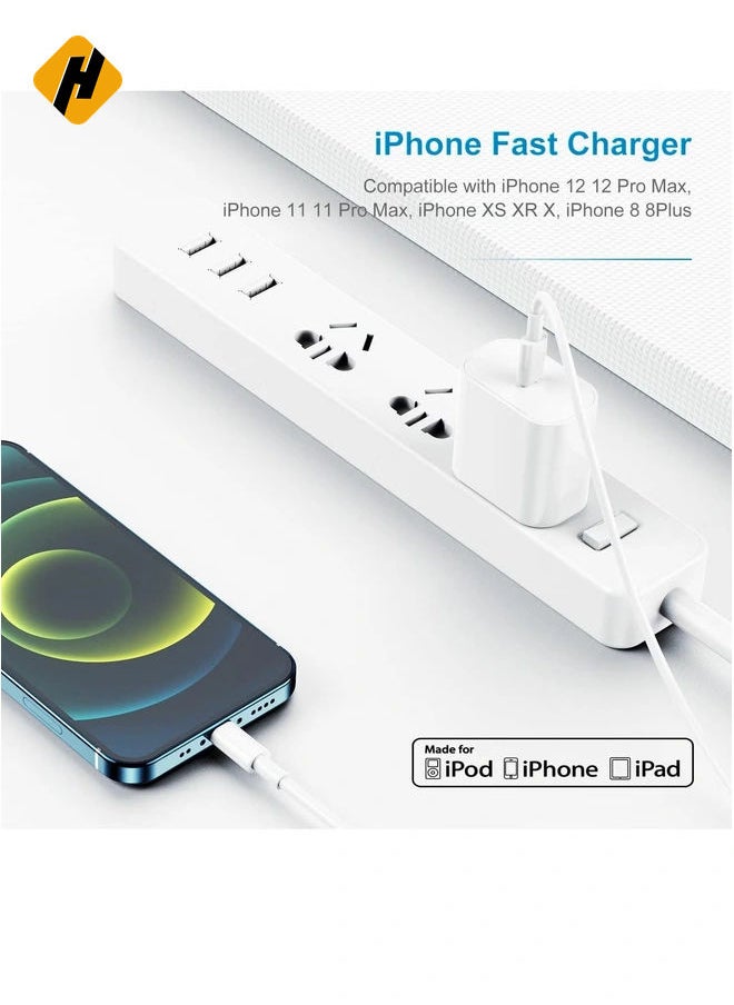 HuHa - iPhone Charger Fast Charging 6ft Cord【Apple MFi Certified】 USB C to Lightning Cable with 20W Fast Charger Block for iPhone 14 Pro Max/13 Plus/12 Mini/11/iPad Pro/Air(2-Pack) - Image 1