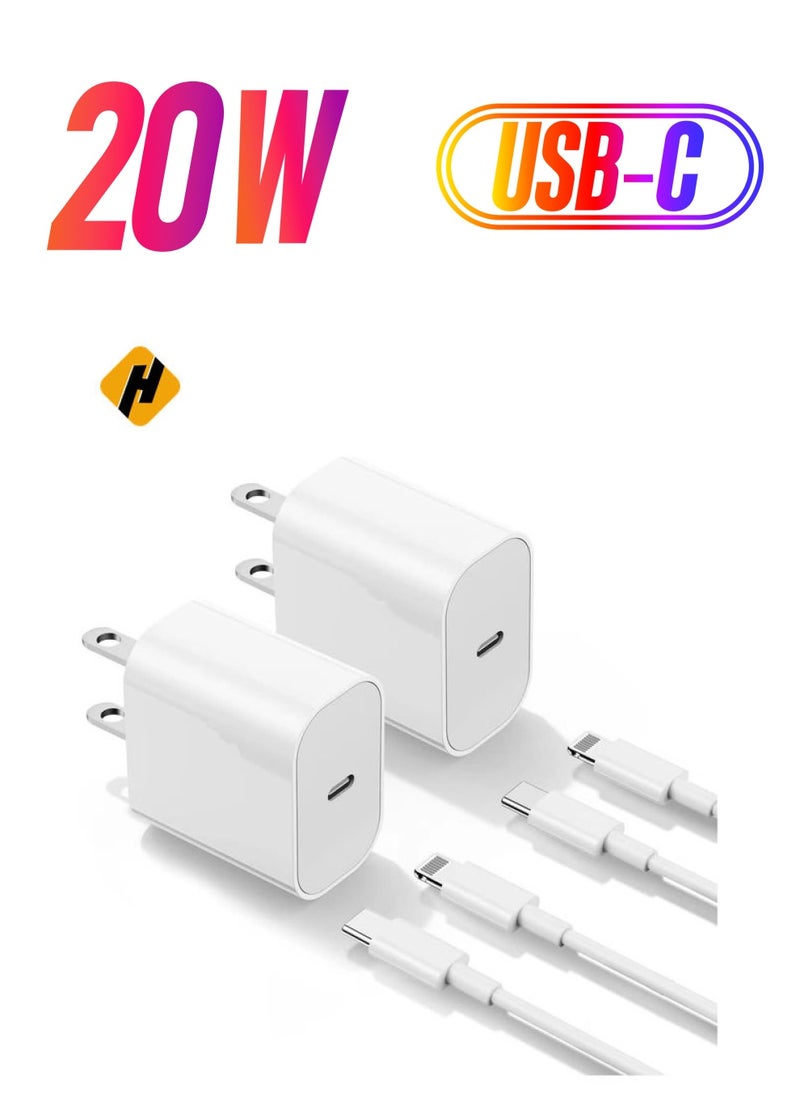 HuHa - iPhone Charger Fast Charging 6ft Cord【Apple MFi Certified】 USB C to Lightning Cable with 20W Fast Charger Block for iPhone 14 Pro Max/13 Plus/12 Mini/11/iPad Pro/Air(2-Pack) - Image 1