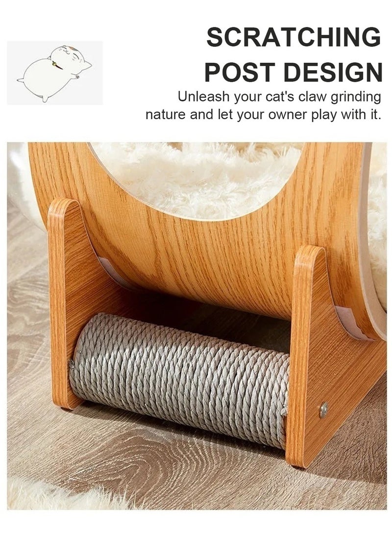 Kidle Capsule Shaped Pet Cat Bed Double-Sided Acrylic Transparent Cat House With Scratching Post Toy Indoor Cat Bed - Image 5