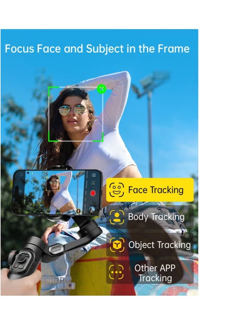 AOCHUAN Phone Gimbal Stabiliser 3-Axis Smartphone Foldable Gimbal for iPhone Gimble with Focus Wheel TikTok YouTube Vlog Stabiliser for iPhone & Android - Image 5