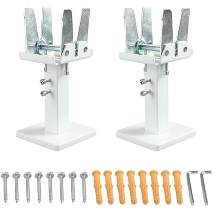 2 PIECES RADIATOR BRACKET, FLOOR MOUNTED RADIATOR LEG SET 14-21 CM ADJUSTABLE STEEL RADIATOR SUPPORT BRACKETS, RADIATOR FLOOR MOUNTING FEET SHELF DOUBLE STABILITY FOR PANEL RADIATORS - Image 1