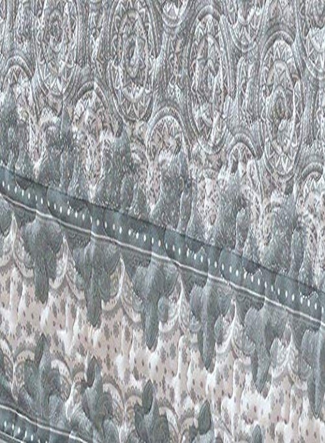 Linen Plus King/California King 3pc Over Size Quilted Bedspread Floral Medallion Yellow Coastal Plain/Gray Green New - Image 2