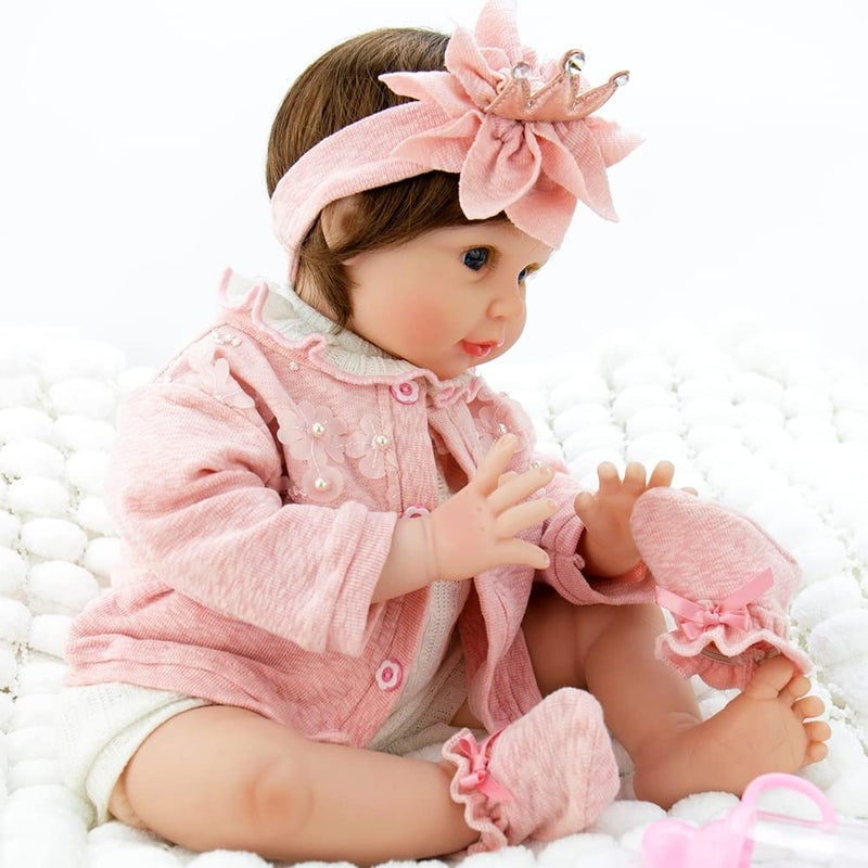Milidool Reborn Baby Dolls Girl, 22 inch Lifelike Realistic Silicone Baby Girl Doll That Look Real Packaged with Feeding Toy Accessories Set,Gift for Grandma and Kids 3+ - Image 5