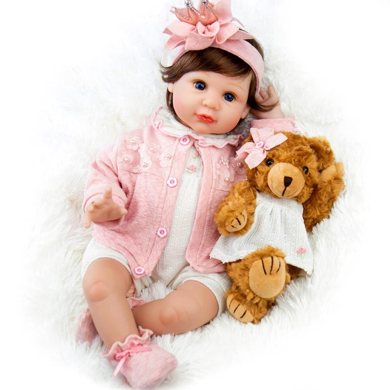 Milidool Reborn Baby Dolls Girl, 22 inch Lifelike Realistic Silicone Baby Girl Doll That Look Real Packaged with Feeding Toy Accessories Set,Gift for Grandma and Kids 3+ - Image 1