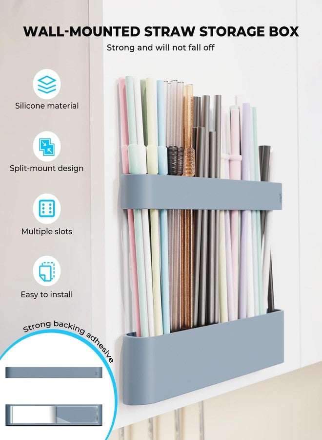 UMUST Silicone Straw Holder, Self-Adhesive Straw Organizer for Kitchen Counters and Cupboards(Self-Adhesive Pink) - Image 2