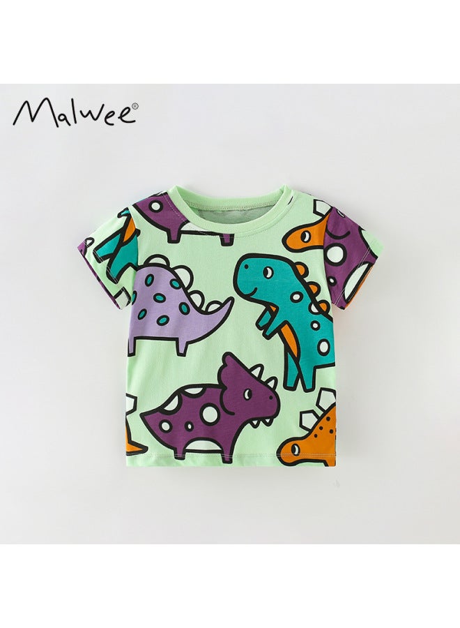 Malwee Boys T-shirt Summer New Arrival European And American Kids Casual Print Round Neck Short Sleeve Stylish Top