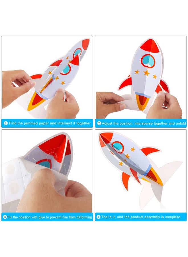 Yewong 6 Pieces Outer Space 3D Table Centerpiece Blast Off Spaceship Rocket Paper Cutout Table Topper for Outer Space Party Decoration Birthday Baby Shower Supplies - Image 5