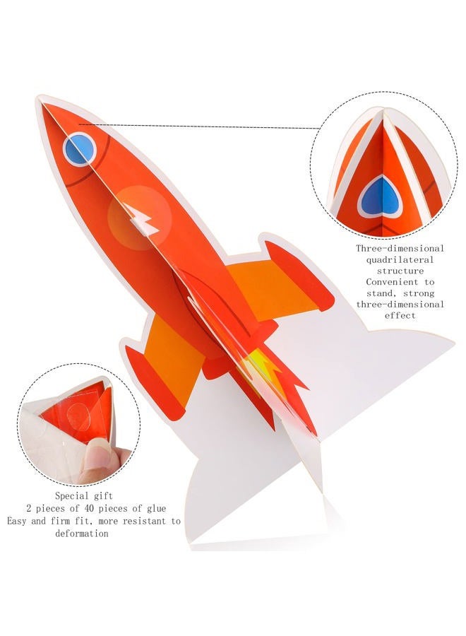 Yewong 6 Pieces Outer Space 3D Table Centerpiece Blast Off Spaceship Rocket Paper Cutout Table Topper for Outer Space Party Decoration Birthday Baby Shower Supplies - Image 2