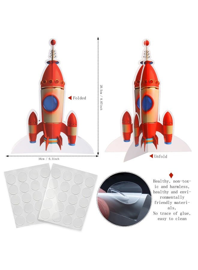 Yewong 6 Pieces Outer Space 3D Table Centerpiece Blast Off Spaceship Rocket Paper Cutout Table Topper for Outer Space Party Decoration Birthday Baby Shower Supplies - Image 4