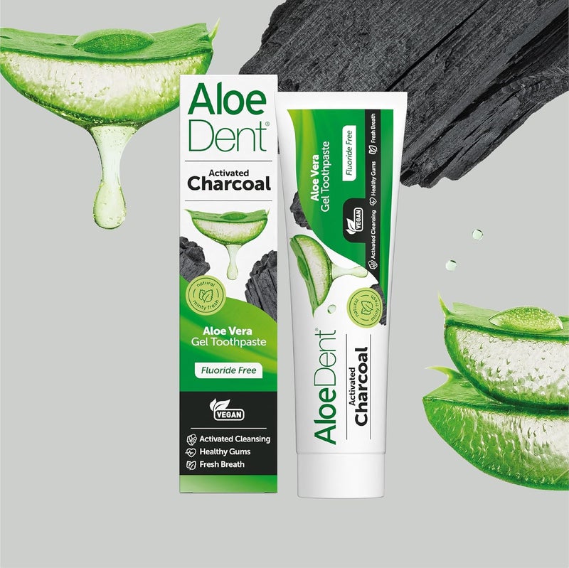 Aloe Dent Charcoal Toothpaste Fluoride Free Natural Action Vegan Cruelty Free SLS Free Whitening Healthy Gums 100 ml - Image 5