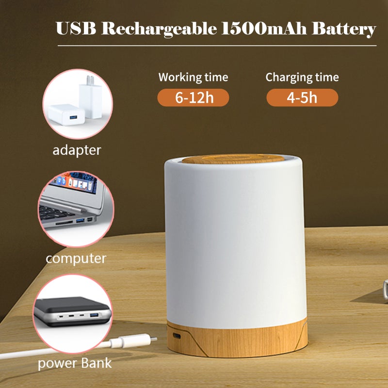 Bedside Table Lamp Touch Sensor Night Lights White & RGB Light Adjustable Timing Brightness Light Modes Table Lamp for Bedroom Breastfeeding Living Room Office - Image 5