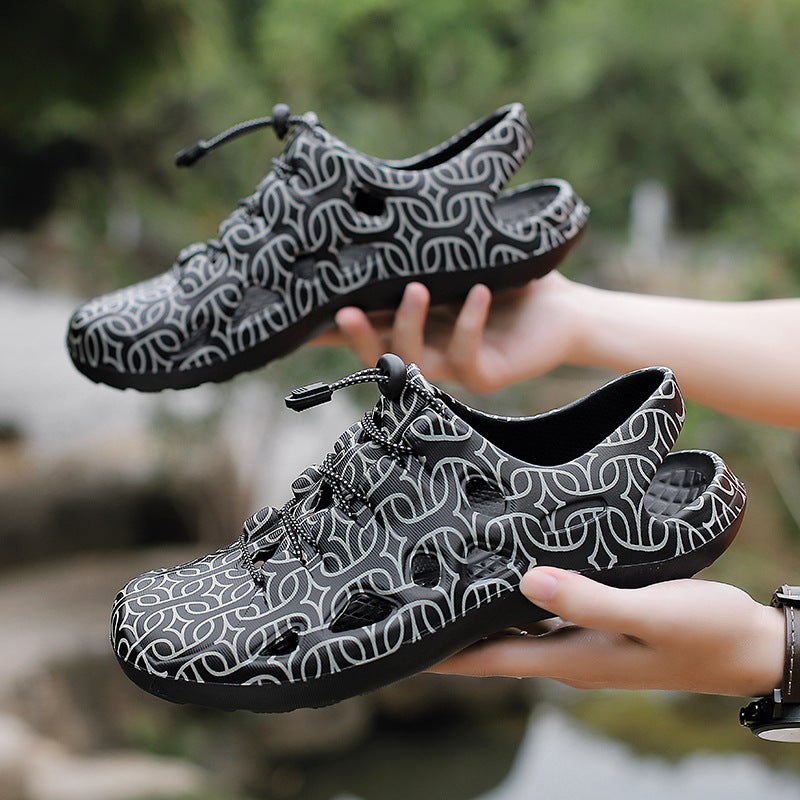 Eva Lightweight Slip-On Outdoor Sandals Large Size Lace-Up Transfer Beach Hole Shoes Men'S One-Piece Hair - Image 3