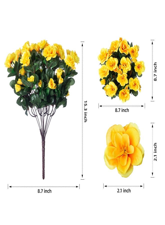 Ivydale Artificial Fake Flowers Plants for Outdoor Outside Spring Decor, Faux Silk Yellow Camellia UV Resistant Look Real for Planter Pot Porch Patio Balcony Garden Yard, 3 Large Bundles - Image 4
