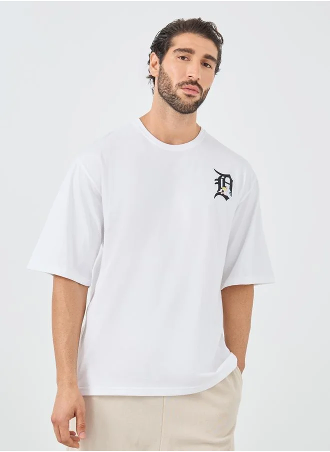 ستايلي Styli Slogan Print Round Neck Oversized T-Shirt
