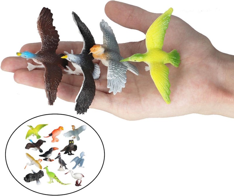klarako Mini Animal Figurines Set Plastic Bird Figures Toys Forest Animals Figures Woodland Creatures Figurines Woodpecker Parrot Squirrel Rabbit Deer Figures Playset Toys Cake Toppers - Image 2