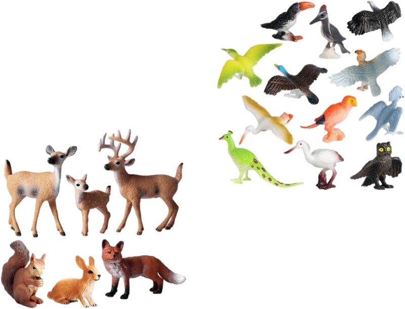 klarako Mini Animal Figurines Set Plastic Bird Figures Toys Forest Animals Figures Woodland Creatures Figurines Woodpecker Parrot Squirrel Rabbit Deer Figures Playset Toys Cake Toppers - Image 4