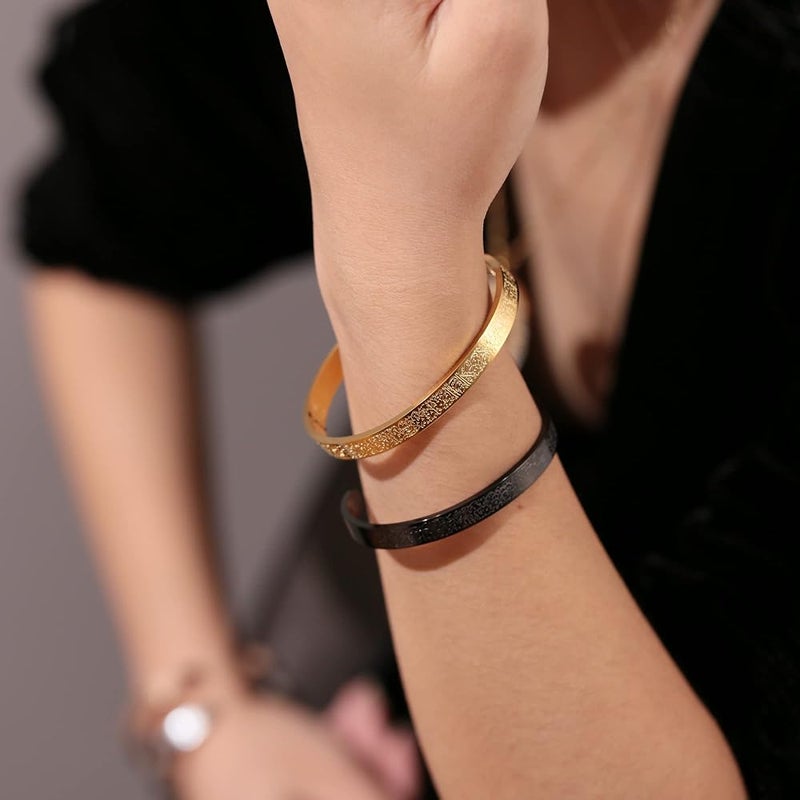 Qitian Islamic Jewelry Gifts for Women Allah Gold Bangles Bracelets Ayatul Kursi Arabic Cuff Bracelet for Women Men Islam Eid Ramadan New Year Gifts - Image 5