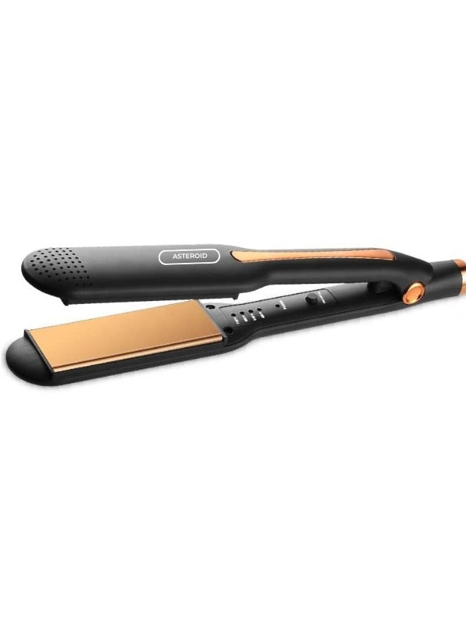 ASTEROID 2-in-1 Hair Straightener & Curler – Professional Ceramic Flat Iron, Adjustable Temperature, Quick Heat Up, Black & Gold – For Straight, Curly & Wavy Hair - Image 3