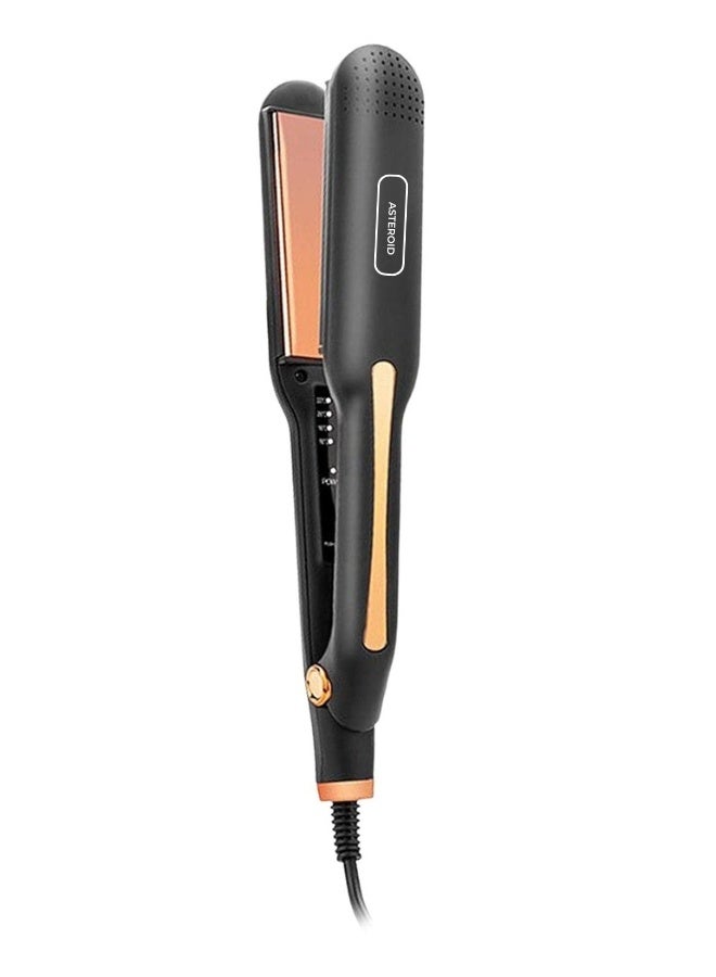 ASTEROID 2-in-1 Hair Straightener & Curler – Professional Ceramic Flat Iron, Adjustable Temperature, Quick Heat Up, Black & Gold – For Straight, Curly & Wavy Hair - Image 5