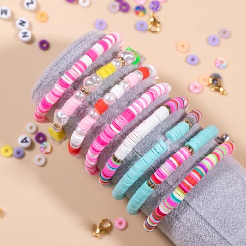 Ybxjges Clay Beads Bracelet Making Kit, 3800Pcs Polymer Flat Beads for Jewelry Making Heishi Beads for Friendship Bracelet Kit with Charm Kit for DIY Crafts Gifts for Girls Age 6-12 - Image 5