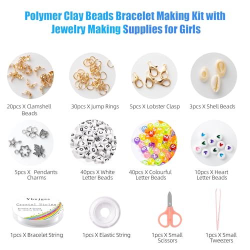Ybxjges Clay Beads Bracelet Making Kit, 3800Pcs Polymer Flat Beads for Jewelry Making Heishi Beads for Friendship Bracelet Kit with Charm Kit for DIY Crafts Gifts for Girls Age 6-12 - Image 3
