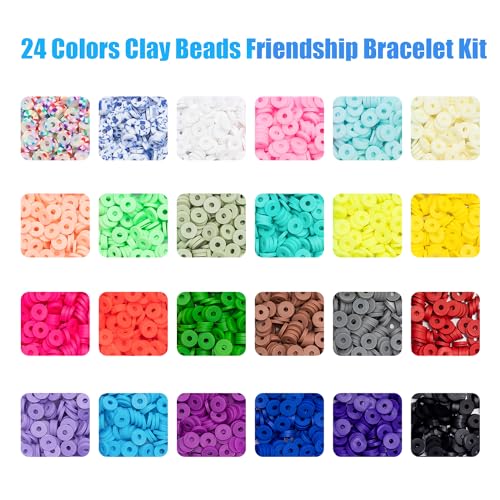Ybxjges Clay Beads Bracelet Making Kit, 3800Pcs Polymer Flat Beads for Jewelry Making Heishi Beads for Friendship Bracelet Kit with Charm Kit for DIY Crafts Gifts for Girls Age 6-12 - Image 2