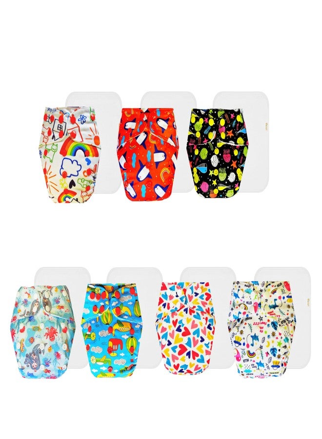 Dumbledo Premium Cloth Diaper with Cotton Insert (Pack of 7) | Dry Feel and Comfortable | Leakproof | Adjustable Snaps | Designed by Moms | 3 Months - 3 Years | Unisex Baby - Image 1