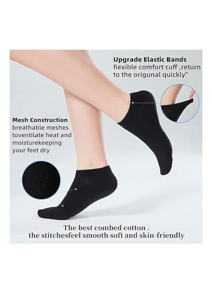 أمياي جوارب الكاحل النسائية - عبوة من 3 أزواج من الجوارب القطنية الناعمة القابلة للتنفس ذات القطع المنخفض لراحة يومية (أسود) - Image 2
