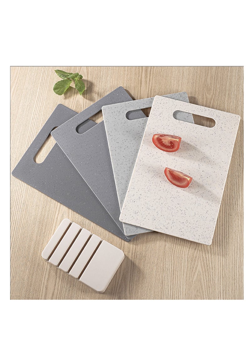Cutting Board Set with Holder, 4-Pieces Cutting Boards with Handles, Small Plastic Cutting Boards for Kitchen, Dishwasher Safe, BPA-Free