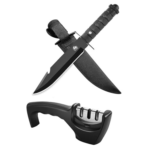 BISONBERG Kitchen Utility Knife with Sharpener for Home & Outdoor Cooking Use Ideal for Portable Black - Image 1