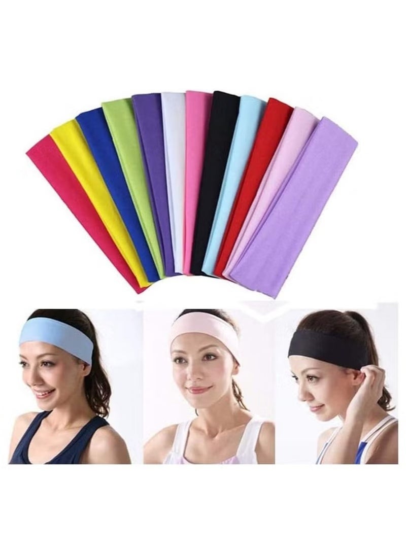Generic 12 PCS Yoga Headbands, Stretch Elastic Headbands Non Slip Workout Sweatbands Sport Running Headbands for Women Girls Ladies Exercise Fitness  - Image 1